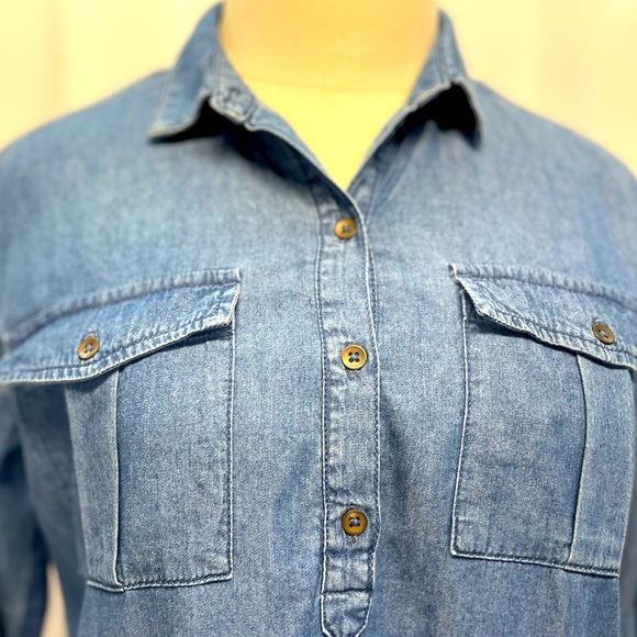 Old Navy Button Up Denim Dress with Roll up Sleeves Sz 14 - Picture 4 of 12